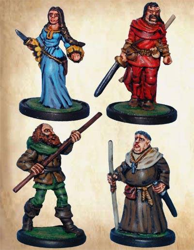 Robin Hood, Maid Marian, Friar Tuck, and Little John